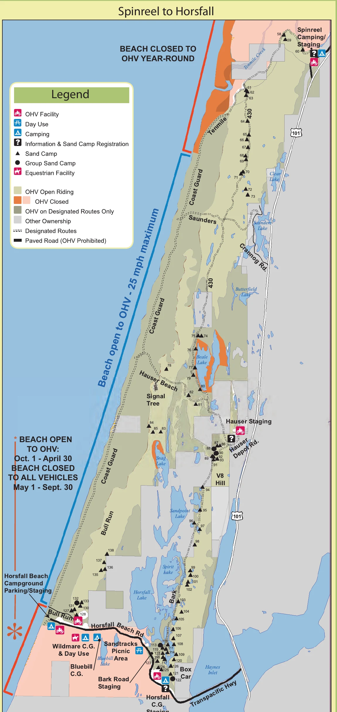 Official Forest Service map of the Spinreel to Horsfall OHV riding area